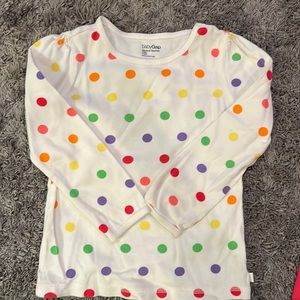 Baby Gap long sleeve tee with multicolor polka dots. Size 5.